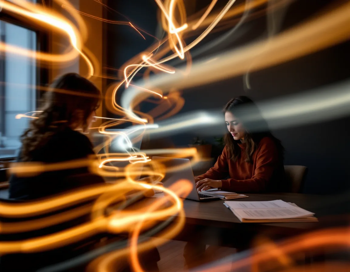 Two bookkeepers working side by side at a shared desk